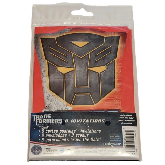 Transformers Birthday Party Invitations 8 Pk Save the Date Envelopes Supplies - Picture 3 of 3